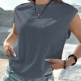 thumbnail image 1 of pimelu Womens Tops Womens Tops Comfy Breathable Loose Cap Sleeve Workout Tee Tops Summer Trendy Solid Blouses Ladies Round Neck Short Sleeve Shirts, 1 of 6