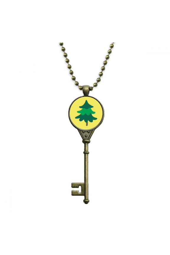 pine tree green gradient art deco fashion key necklace pendant tray embellished chain