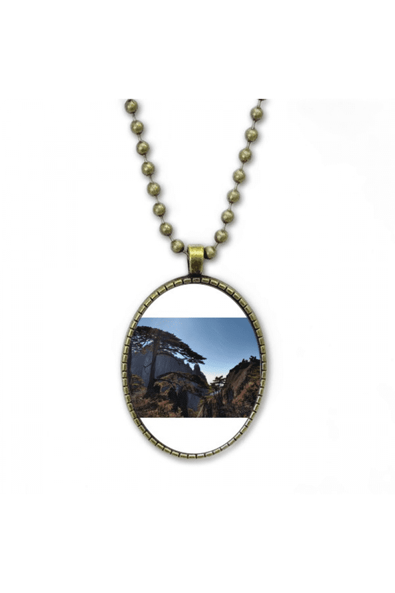 pine tree moutain art deco fashion necklace vintage chain bead pendant jewelry collection