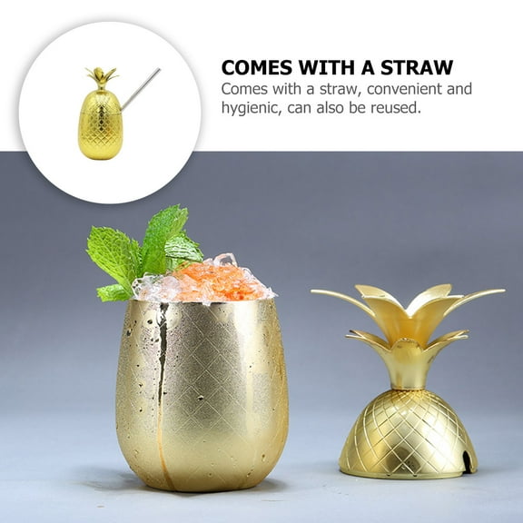 Soimiss Pineapple Cocktail Cup Golden Stainless Steel for Drinking Use