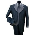 thumbnail image 1 of pinestripe fashion suit with contrast collar, cuffs & vest, 1 of 2