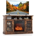 pingduo Fireplace TV Stand for TV up to 55 Inches, Freestanding Wood Entertainment Center with ...