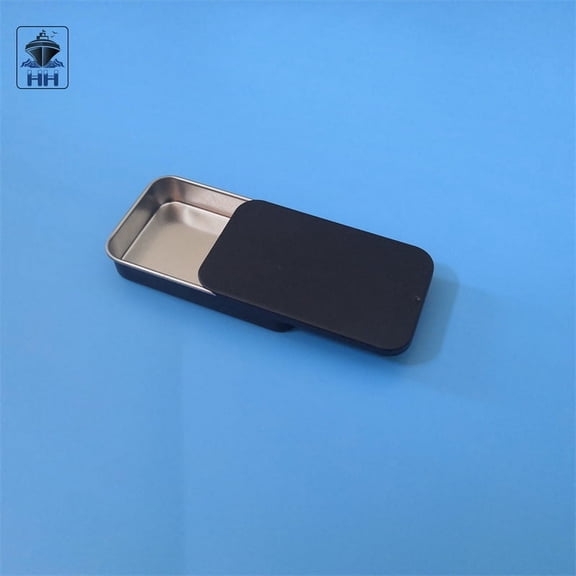 SWETRACE 6Pcs Black Small Metal Sliding Tin Boxes for Craft and Sundries Storage