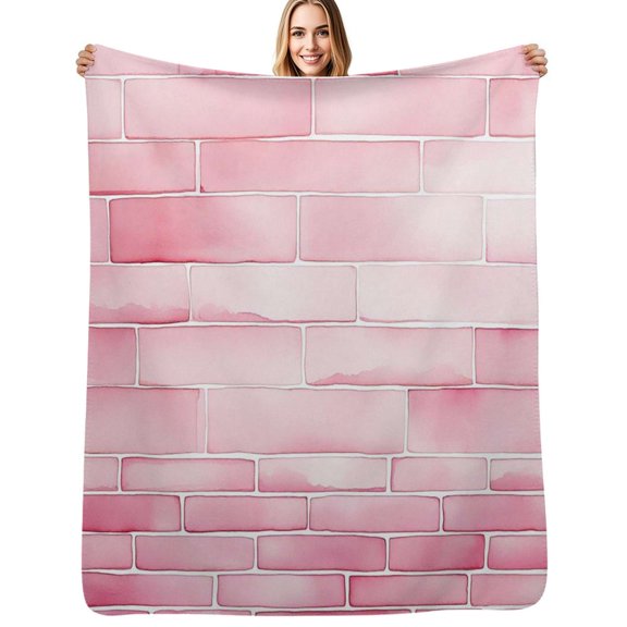 pink Brick Stone wall Flannel Blanket Warm Soft Bedding Throws Winter Camping Chair Sofa Bed