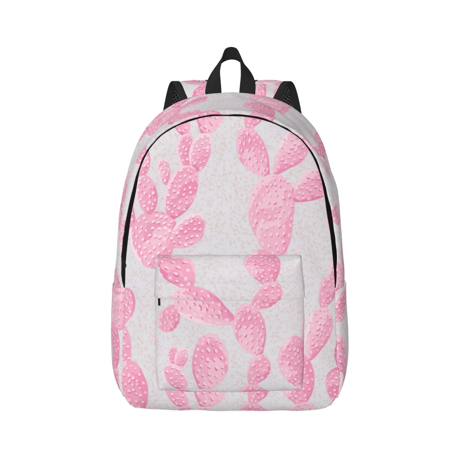 pink Cactus Pattern Canvas Backpack Backpack for School Bookbag School Backpacks for College Student Boys Girls Travel Work Laptop Backpack Carry On Backpack for Women Men Walmart