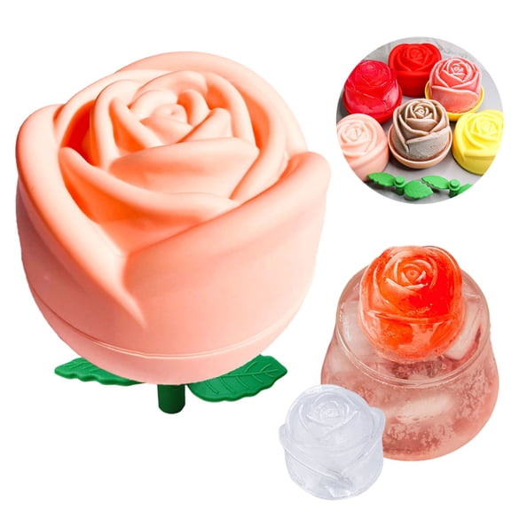 pink Rose-Patterned Silicone Ice Tray - Charming and Functional Ice-Making