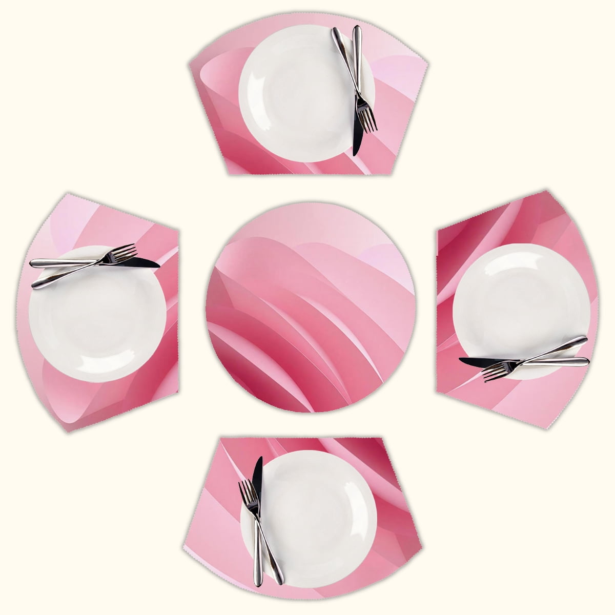 pink Texture Background Round Table Placemats Set Of 5 Wedge Table Mats ...