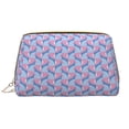 thumbnail image 1 of pink abstractly geometric pattern Makeup Bag, Large Capacity Travel Cosmetic Bag for Women Girls- Travel Toiletry Bag Leather Portable Waterproof Makeup Case Organizer with Handle, 1 of 4