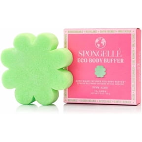SPONGELLÉ Eco Body Buffer, Body Wash Infused Bath Sponge, Pink Aloe, 3 oz