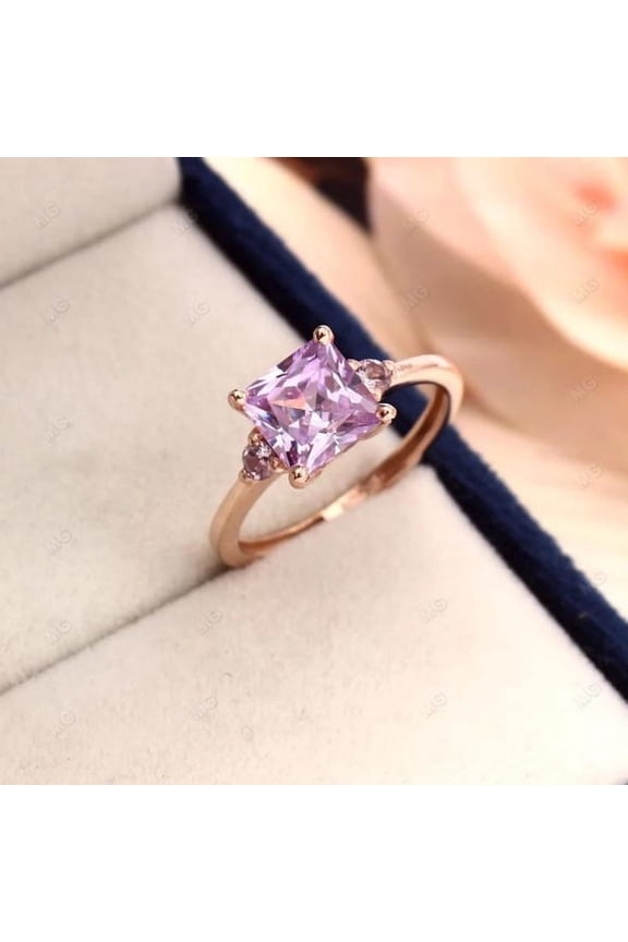 Pink Amethyst Sterling Silver Ring, February Birthstone Ring.