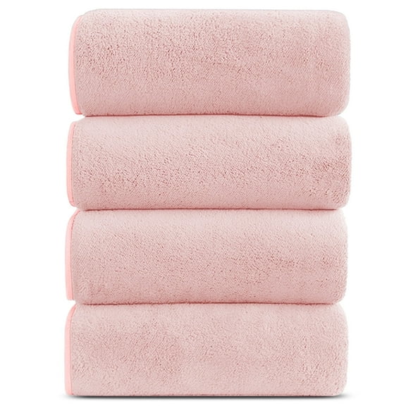 Bath Towels Set 4, Larger & Light Bath Towels 28 x 55 Inches, 100% Microfiber Super Soft and Highly Absorbent, Bath Sheets Quicker to Dry, Perfect Bathroom Towels for Daily Use, Pink