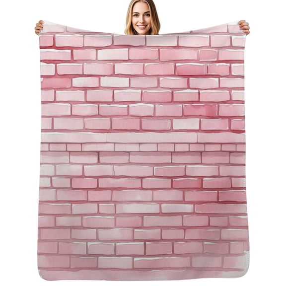 pink brick wall Flannel Blanket Warm Soft Bedding Throws Winter Camping Chair Sofa Bed