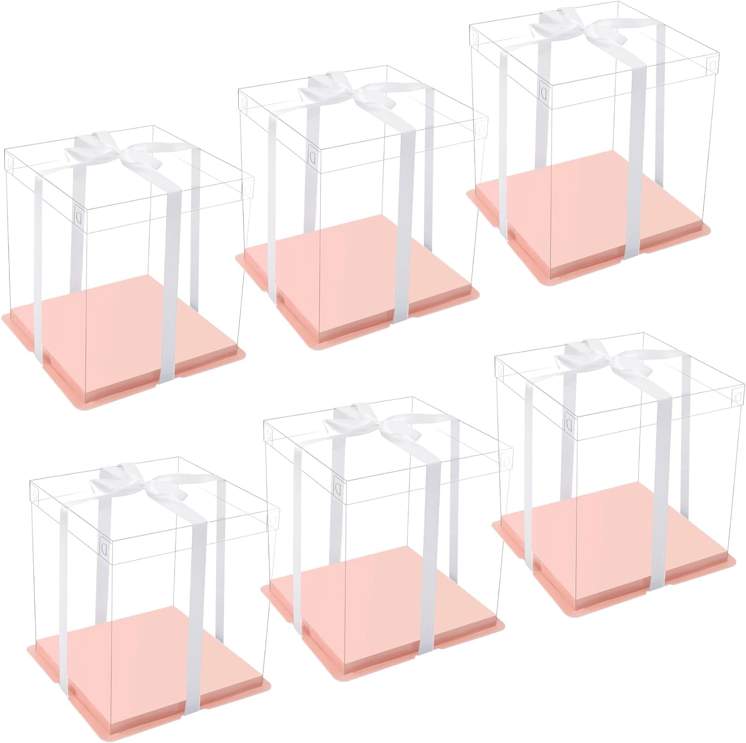 pink clear cake box with ribbon,6inch 8inch cake boxes,transparent cake ...