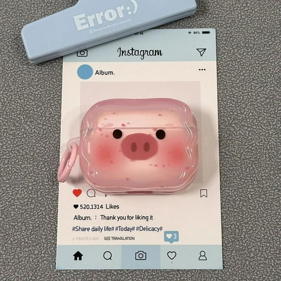 pink cute piglet for For AirPods 4 generation protective case new for Apple for For AirPods Pro23 generation anti-fall earphone protective case (Pink,For Airpods 1or2)