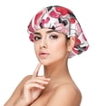 thumbnail image 1 of pink makeup Silk Bonnet for Sleeping Women Men, Adjustable Elastic Satin Bonnet Bonnet for Sleeping, Soft Similar Silk Curly Cuteness Hair Bonnet for Sleeping, 1 of 7