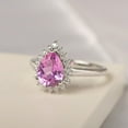 thumbnail image 1 of pink sapphire ring, Pear cut pink sapphire ring, 925 sterling silver ring, pink sapphire engagement ring, lab grown pink sapphire ring, 1 of 3