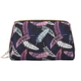 thumbnail image 1 of pink white feathers Makeup Bag, Large Capacity Travel Cosmetic Bag for Women Girls- Travel Toiletry Bag Leather Portable Waterproof Makeup Case Organizer with Handle, 1 of 4