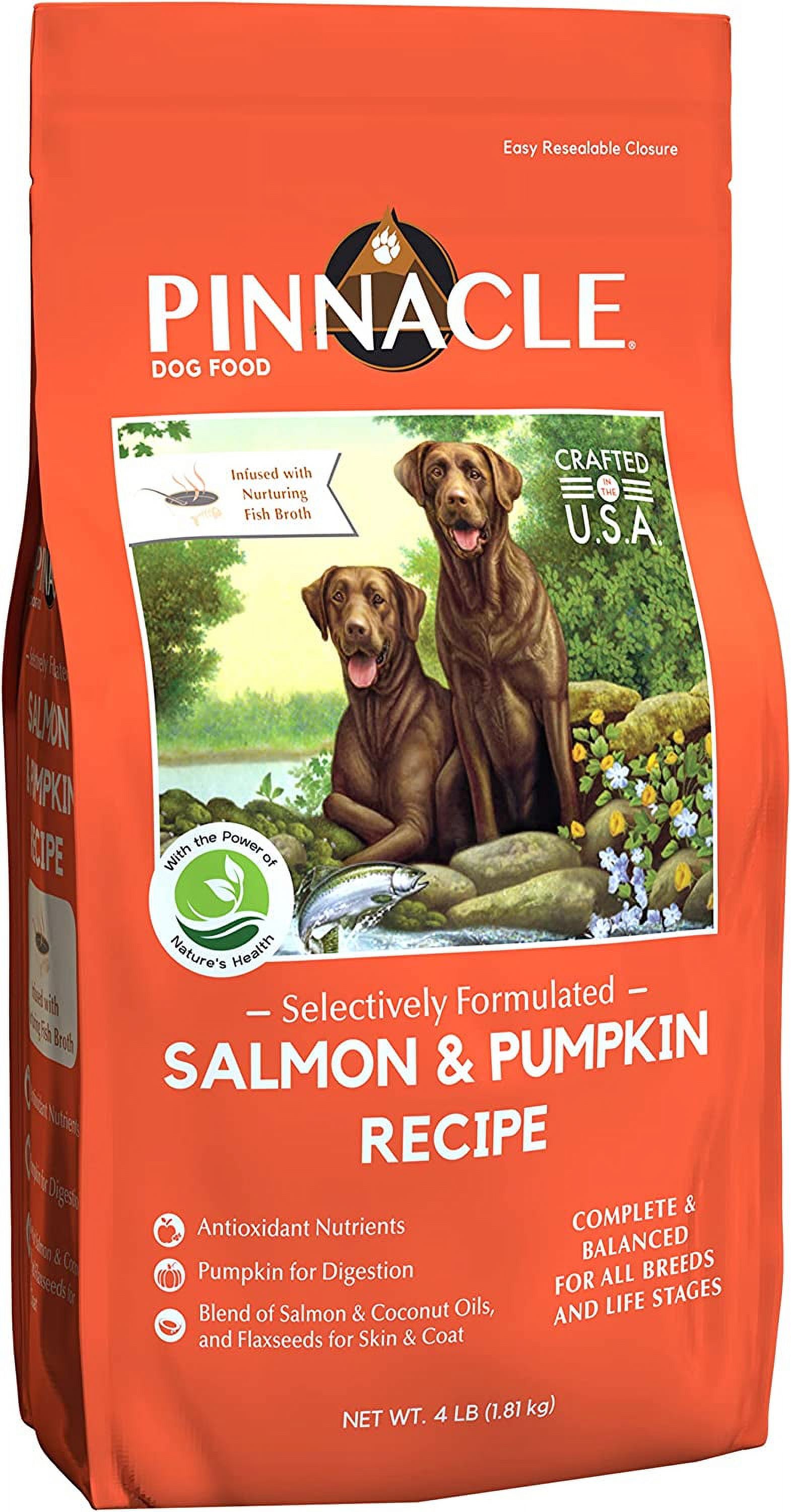 pinnacle pet Salmon & Pumpkin Dry Dog Food 4 lb, Infused with Broth