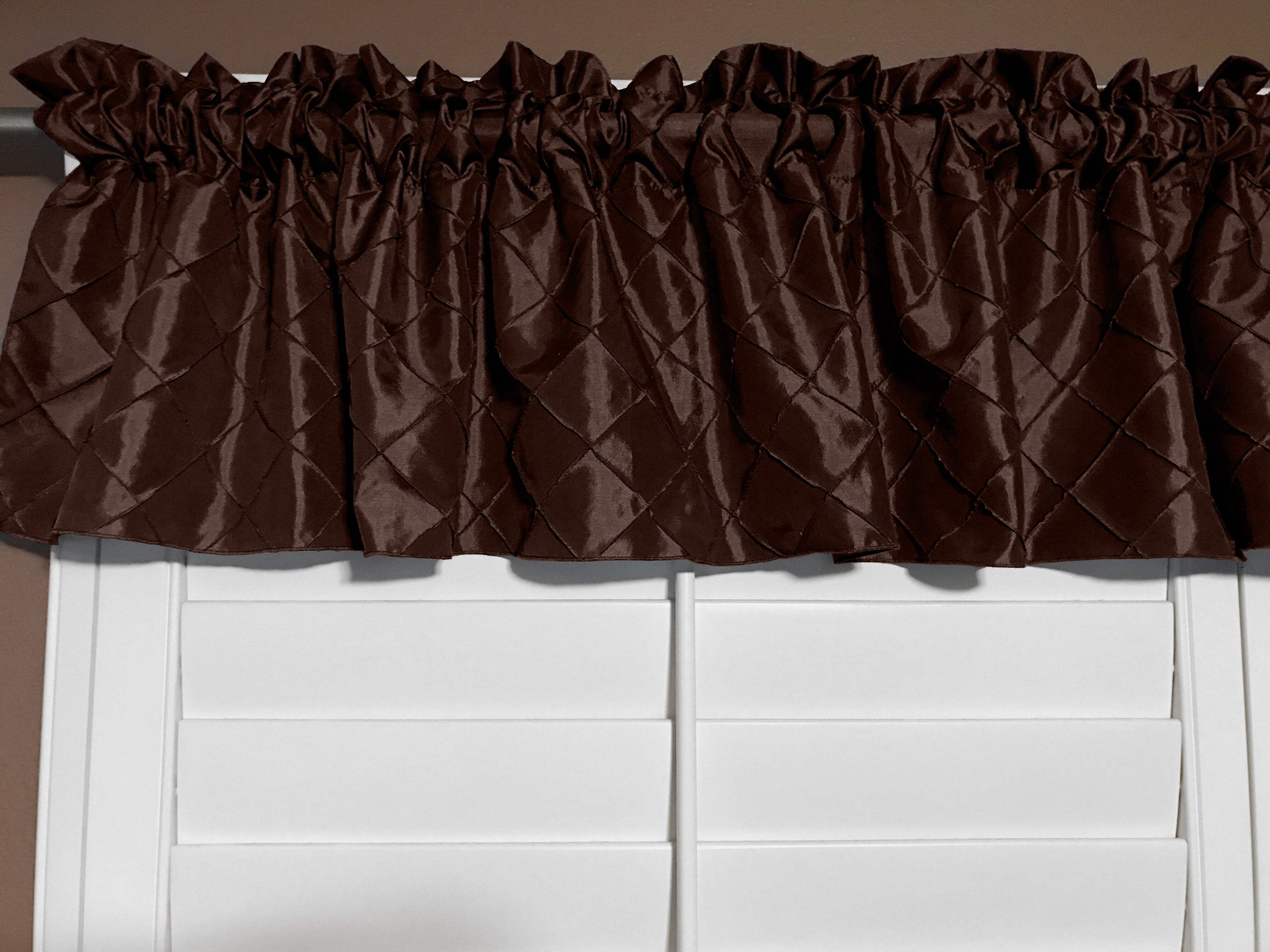 Brown Pintuck Taffeta 52'' Wide Rod Pocket Window Valance