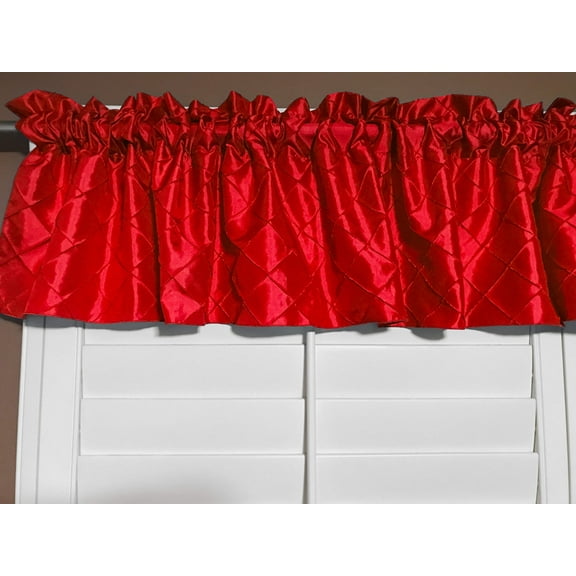 pintuck taffeta window valance 52 wide red