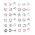 thumbnail image 1 of 12 Pairs Surgical Steel Screw Back Earrings Sets Hypoallergenic Screw Back Stud Earrings Cute Heart Tiny CZ Flower Pink Stud Earrings for Women, 1 of 8