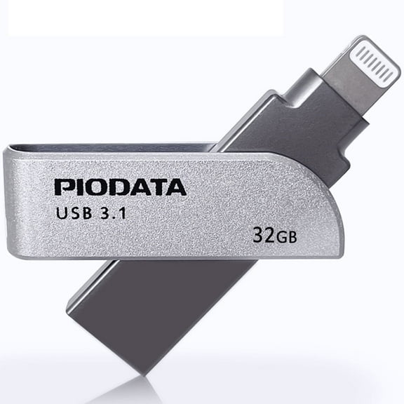Piodata Ixflash 32GB Lightning and USB Type A Flash Drive for iPhone, iPad, PC, External Storage for iOS, Windows and Mac