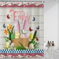 thumbnail image 1 of pipaio 72x72 Inches Happy Easter Shower Curtain Funny Rabbit Ears Colorful Eggs Butterfly Spring Flower Rustic Wooden Board Shower Curtains for Bathroom Decor Waterproof Polyester with Hooks, 1 of 6