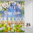 thumbnail image 1 of pipaio 72x84 Inches Happy Easter Shower Curtains for Bathroom Spring Garden Flowers Blossom Bunny Colorful Eggs Cartoon Rabbit Ears Bokeh Shower Curtain Decor Set Polyester Fabric with Hooks, 1 of 6