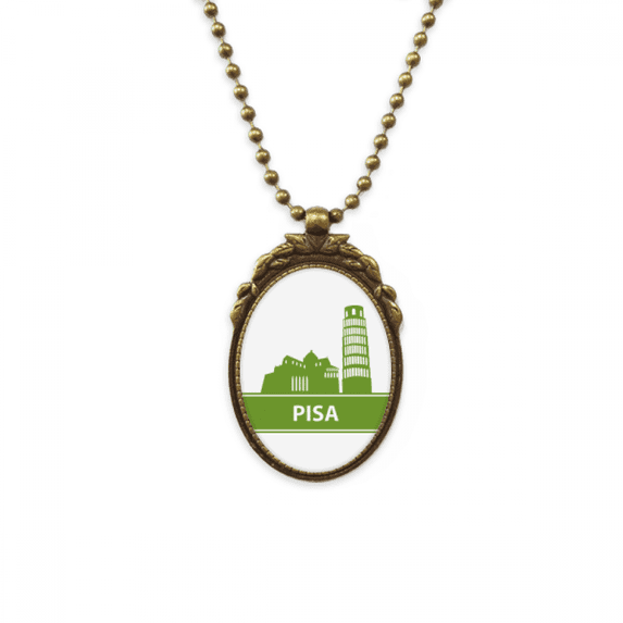 pisa italy green landmark pattern antique necklace vintage bead pendant keychain