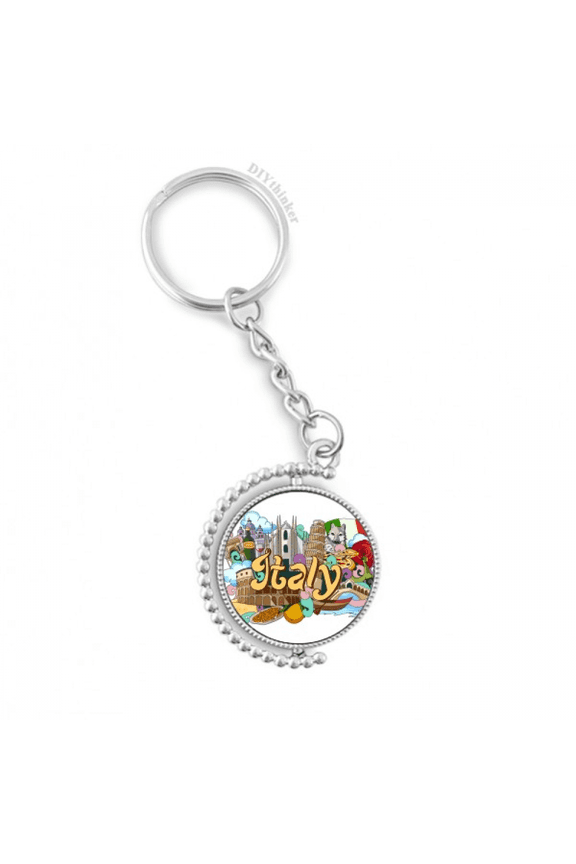 pisa milan cathedral italy graffiti rotatable keyholder disc accessories chain clip