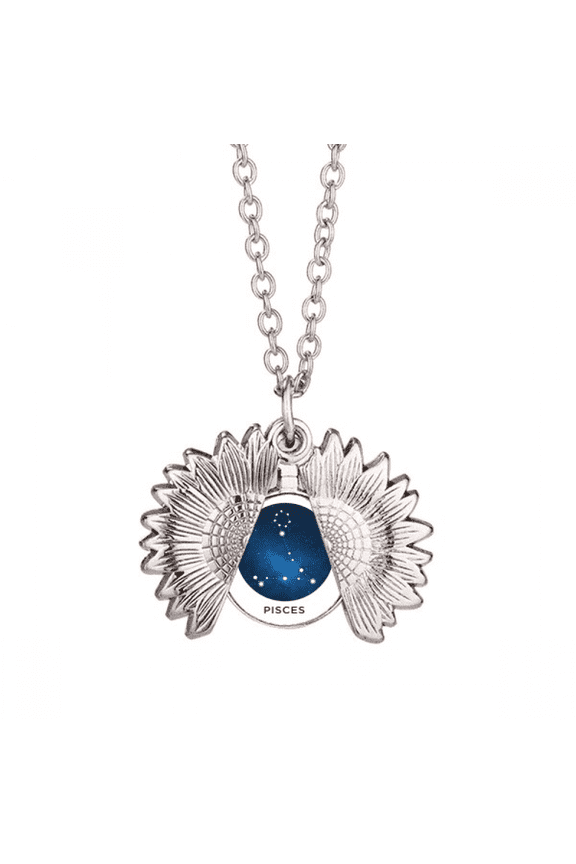 pisces constellation zodiac sign sunflower necklace pendant locket jewelry