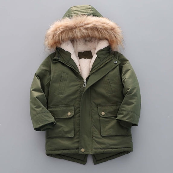 piuwrlz Baby Long Sleeve Outerwear Jacket for Toddler Boys Girls Coats Fashionable Plush Cotton Green Size 7-8 Years