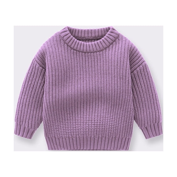 piuwrlz Baby Sweaters for Girl Fashionable Solid Color Loose Warm Tops Purple Size 4-5 Years