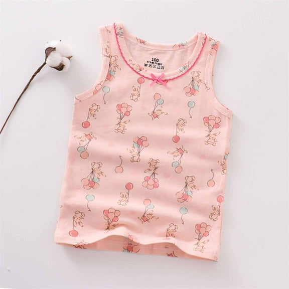 piuwrlz Children Girls Boys Sleeveles Tank Tops for Toddler Refreshing Vest Fashionable Round Neck Pullover Pink Size 6 Years