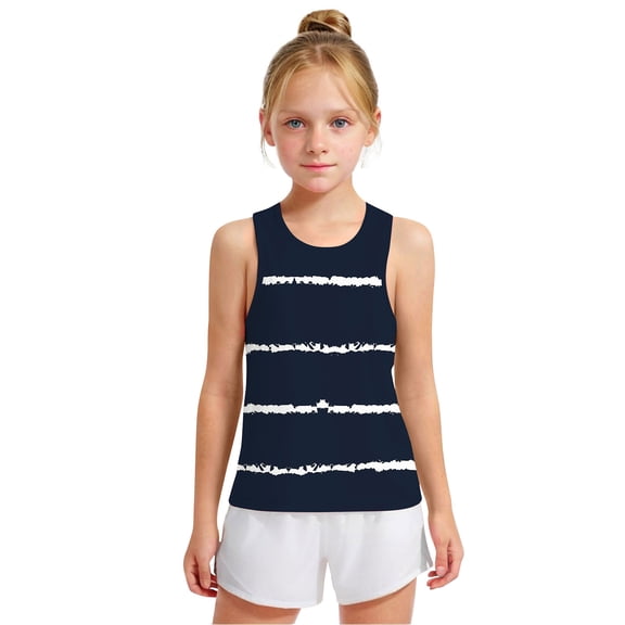 piuwrlz Children Girls Boys Sleeveles Tank Tops for Toddler Refreshing Vest Fashionable Round Neck Stripe Pullover Navy Size 12 Years