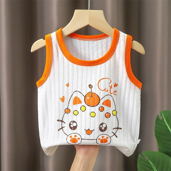 piuwrlz Children Girls Boys Sleeveles Tank Tops for Toddler Refreshing Vest Pullover Orange Size 5 Years
