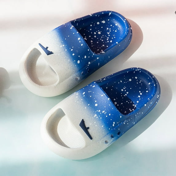 piuwrlz Flip Flops for Boys/Girls Non-Slip Soft Sole Children's shoes Cute Cartoons Shoes Blue Size 3-4 Years