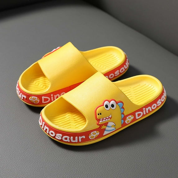 piuwrlz Flip Flops for Boys/Girls Non-Slip Soft Sole Children's shoes Cute Cartoons Shoes Yellow Size 3-4 Years