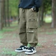 thumbnail image 1 of piuwrlz Girls Boys Winter Thick Velvet Pants for Kids Long Plush Cotton Sweatpants Army Green Size 4 Years, 1 of 3