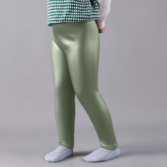 piuwrlz Girls Boys Winter Thick Velvet Pants for Kids Long Plush Cotton Sweatpants Army Green Size 5 Years