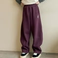 thumbnail image 1 of piuwrlz Girls Boys Winter Thick Velvet Pants for Kids Long Plush Cotton Sweatpants Cotton Purple Size 8 Years, 1 of 4