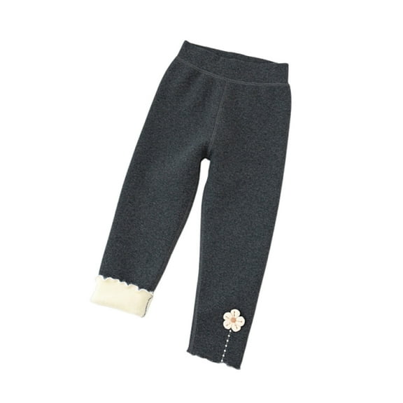 piuwrlz Girls Boys Winter Thick Velvet Pants for Kids Long Plush Cotton Sweatpants Dark Gray Size 4 Years