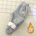 thumbnail image 1 of piuwrlz Girls Boys Winter Thick Velvet Pants for Kids Long Plush Cotton Sweatpants Fashionable Cotton Gray Size 3 Years, 1 of 3