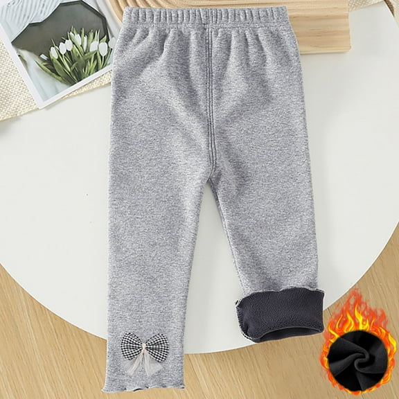 piuwrlz Girls Boys Winter Thick Velvet Pants for Kids Long Plush Cotton Sweatpants Gray Size 18 Months