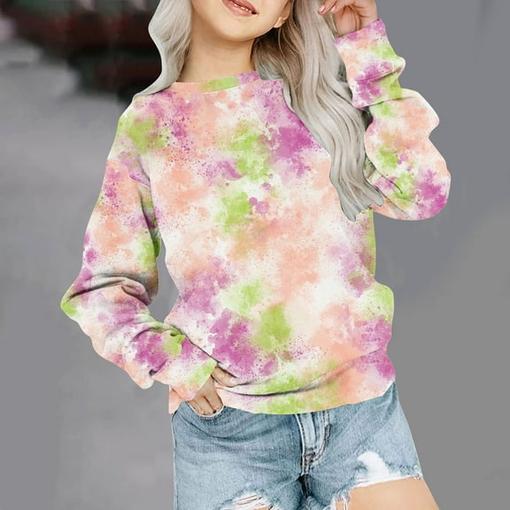 piuwrlz Hoodies for Girls Long Tops Sleeve Printed Hoodie Long Sleeves Without a Hat Sweater Pink Size 11-12 Years