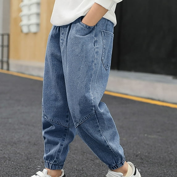 piuwrlz Jeans Pants for Girls Boy Pocket Solid Color Jean Shorts 2 Blue Size 4