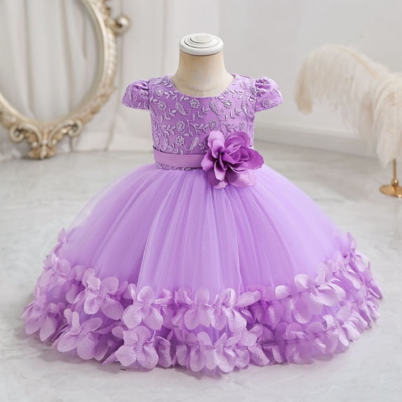 piuwrlz Kid Girls Unibody Princess Dress Dress Sleeveless Dress Skirts One Piece Skirt Set Purple Size 1Y
