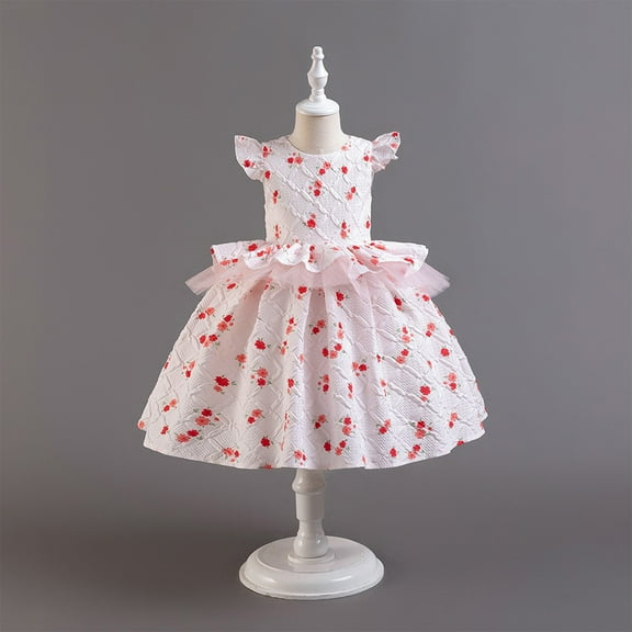 piuwrlz Kid Girls Unibody Princess Dress Dress Sleeveless Dress Skirts One Piece Skirt Set Red Size 6Y