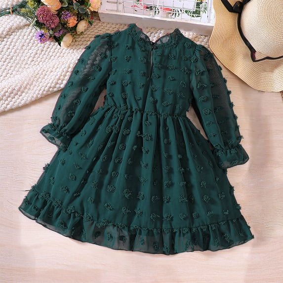 piuwrlz Kid Girls Unibody Princess Dress Flower Bow Knot Skirts One Piece Skirt Set Green Size 7Y