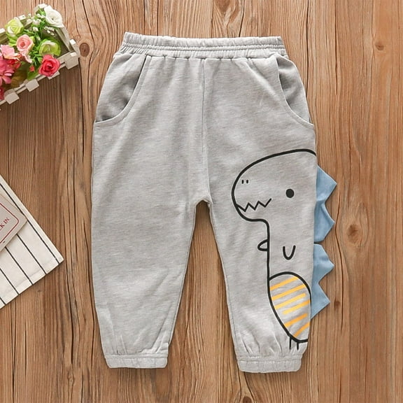 piuwrlz Kid Long Pants for Boys Sweatpants New Printed Tight Pocket Trousers Gray Size 6 Years